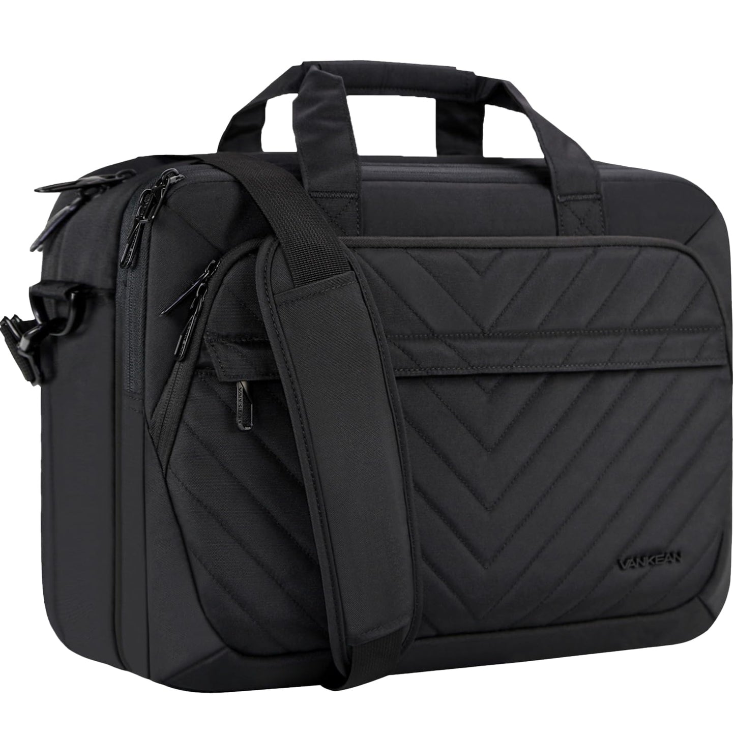 17 Inch Laptop Bag, VANKEAN TSA Friendly Expandable Briefcase for Women Men Fashion, Waterproof Computer Bag with RFID Pocket, Work Bag for Women Messenger bags for Bussiness/Travel/College, Black