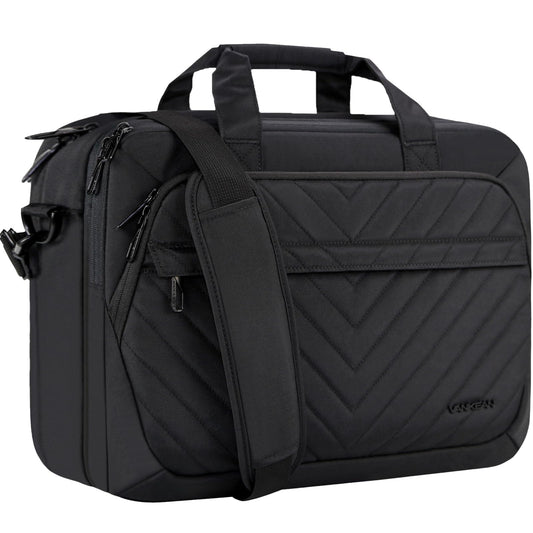 17 Inch Laptop Bag, VANKEAN TSA Friendly Expandable Briefcase for Women Men Fashion, Waterproof Computer Bag with RFID Pocket, Work Bag for Women Messenger bags for Bussiness/Travel/College, Black