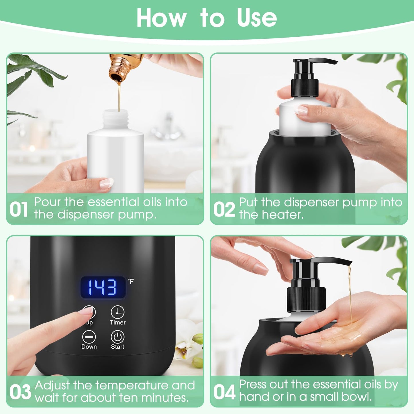 Gugxiom Massage Oil Warmer, LED Display Single Bottle Pro Massage Heater, Temperature Control Oil Warmer for Massage with 2 Oil Bottles, for Lotion Cream (US Plug)