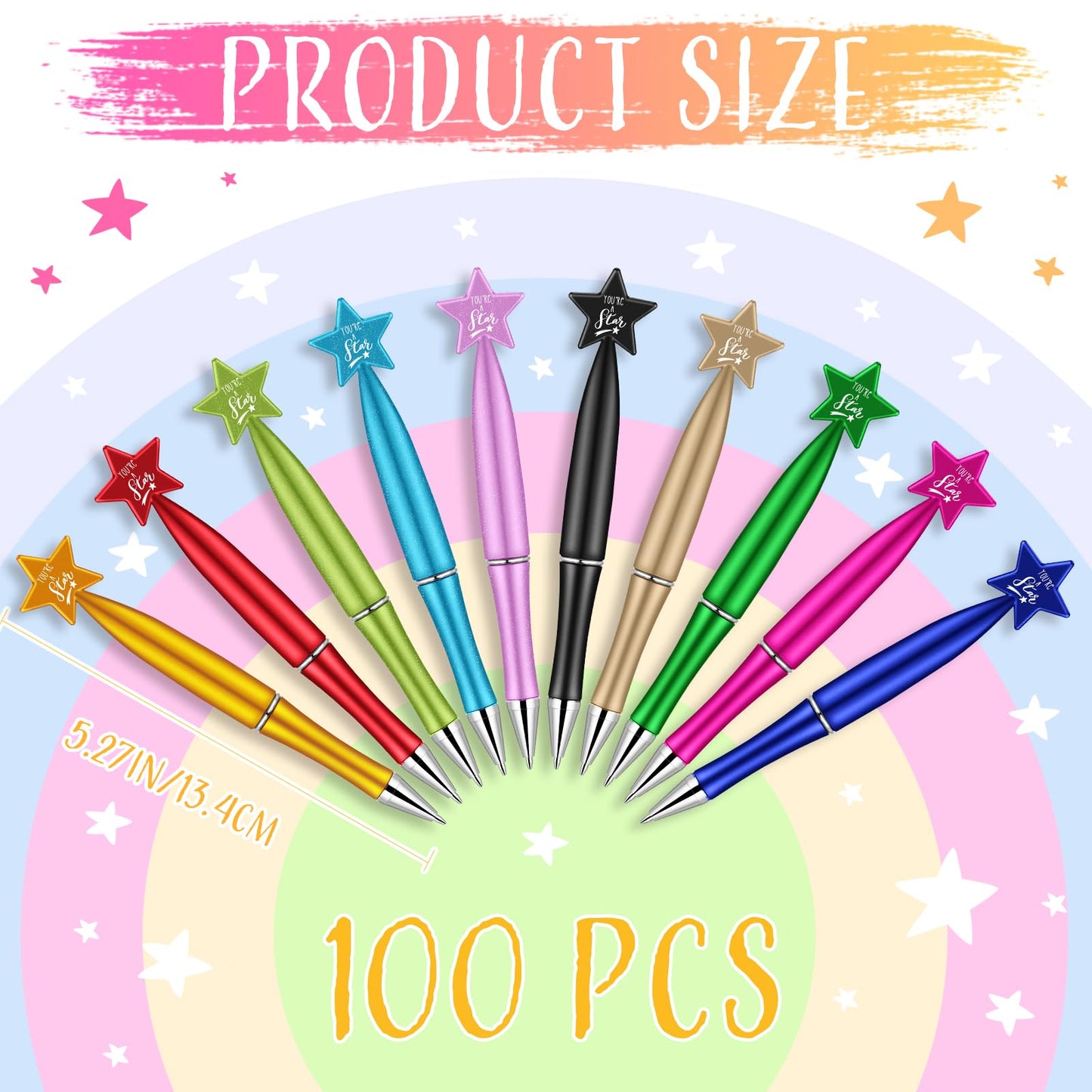 Seajan Star Pens Bulk You're a Star Ballpoint Pen Gifts for Teachers Employee Appreciation Gift for Birthday Party Team Coworker Office Home Supplies(100 Pcs)