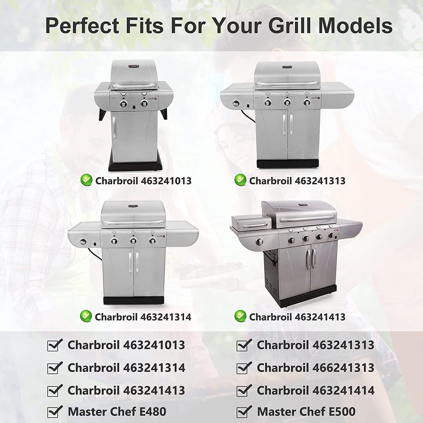 Hiorucet Barbecue Replacement Parts for Master Chef G45308, G45311, G45301, G45303, G45309 Grill Models. BBQ Heat Shields, Burner Tubes, Crossover Tubes Kit.