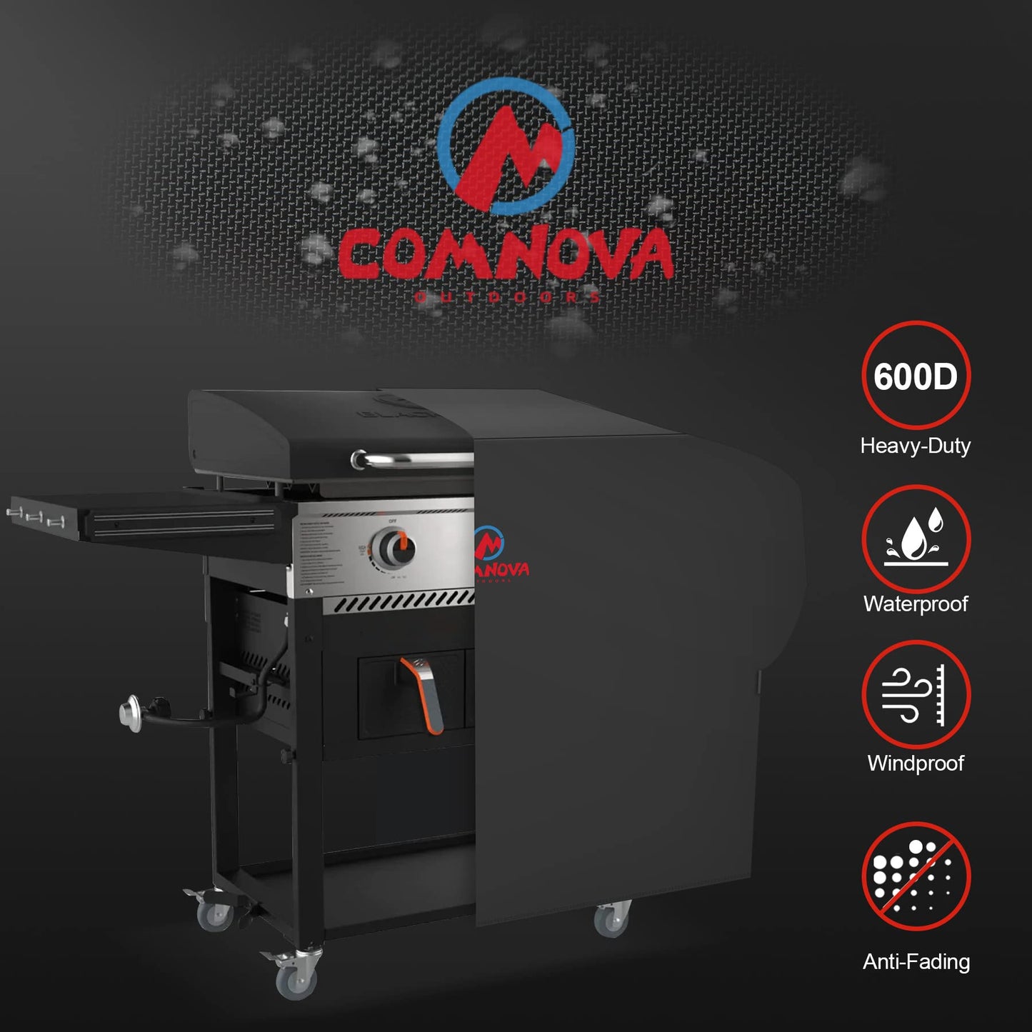 Comnova Griddle Cover for Blackstone 28 Inch Griddle with Hood - 600D Flat Top Grill Cover for Blackstone Pro Series Grill Heavy Duty Waterproof, 28 in BBQ Cover for Black Stone 1883, 1924 and More