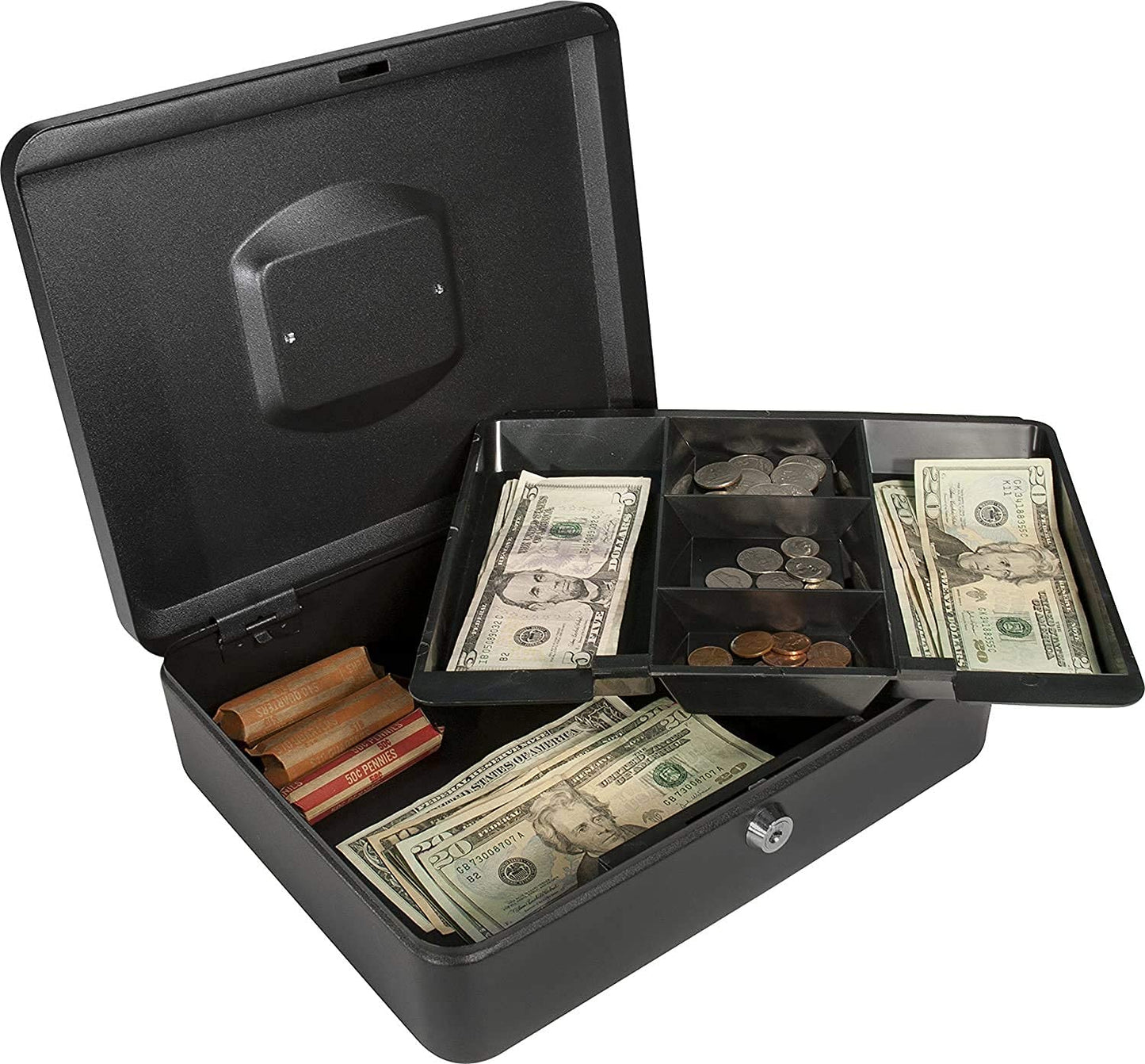 SentrySafe Money Safe Cash Box with Money Tray and Key Lock, 0.21 Cubic Feet, 3.75 x 12 x 9.5 inches, CB-12, Black