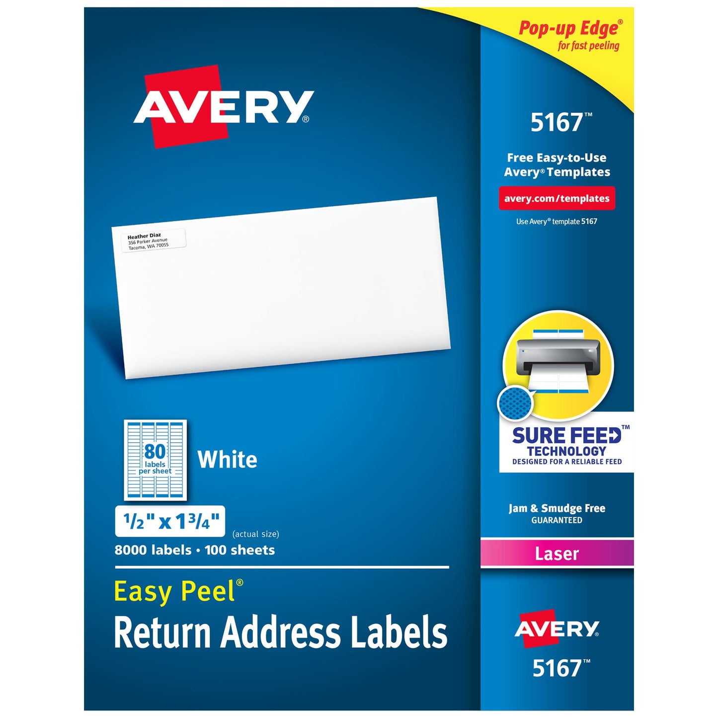 White Easy Peel Address Labels with Sure Feed, Laser,