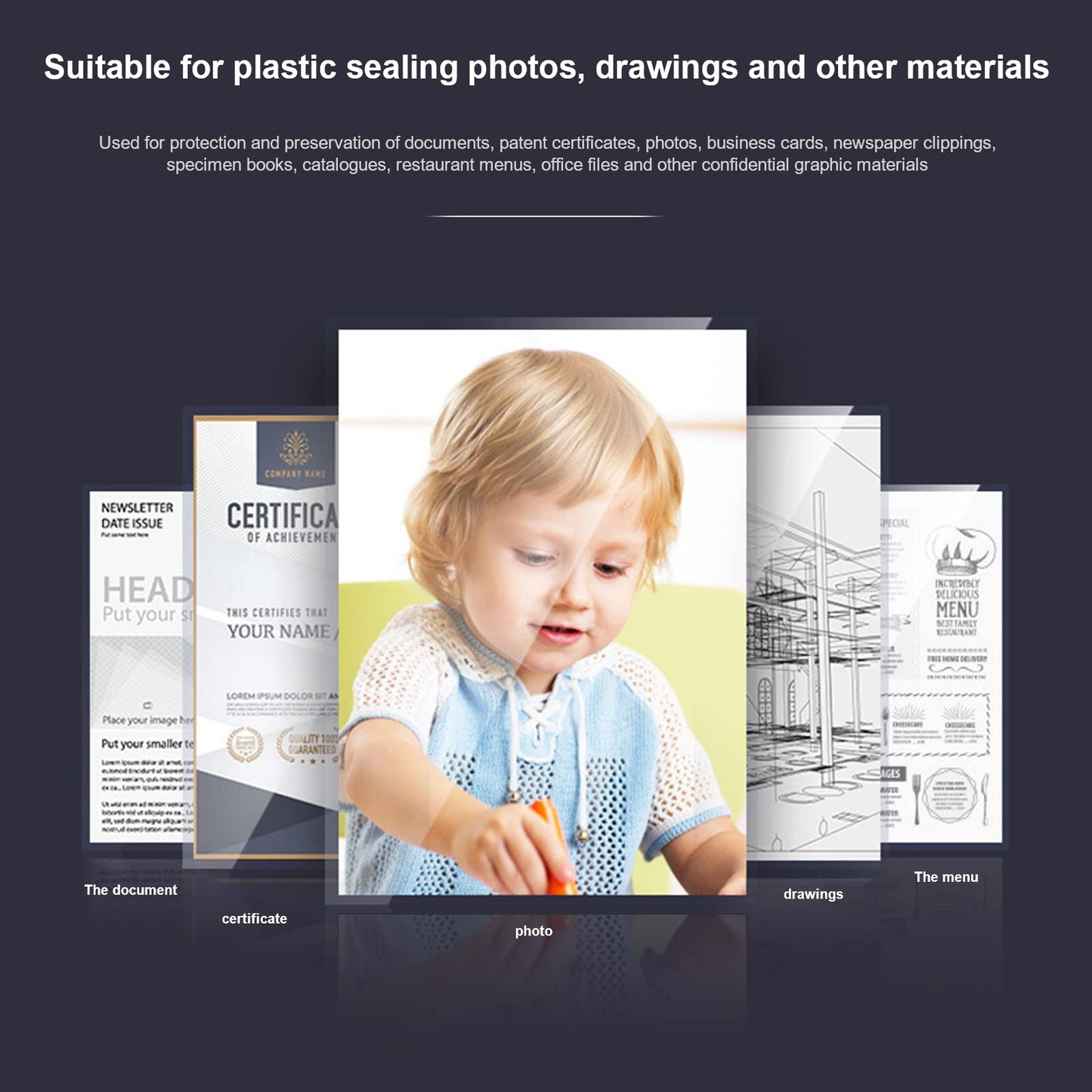 300 Pack 3 Mil Thermal Laminating Pouches, Plastic Laminating Sheets, 9 x 11.5 Inch, 5 x 7 Inch, 4 x 6 Inch, 3.7 x 5.3 Inch, 2.2 x 3.7 Inch for Letter, Photo, Note, ID Badge and Business Card Sizes