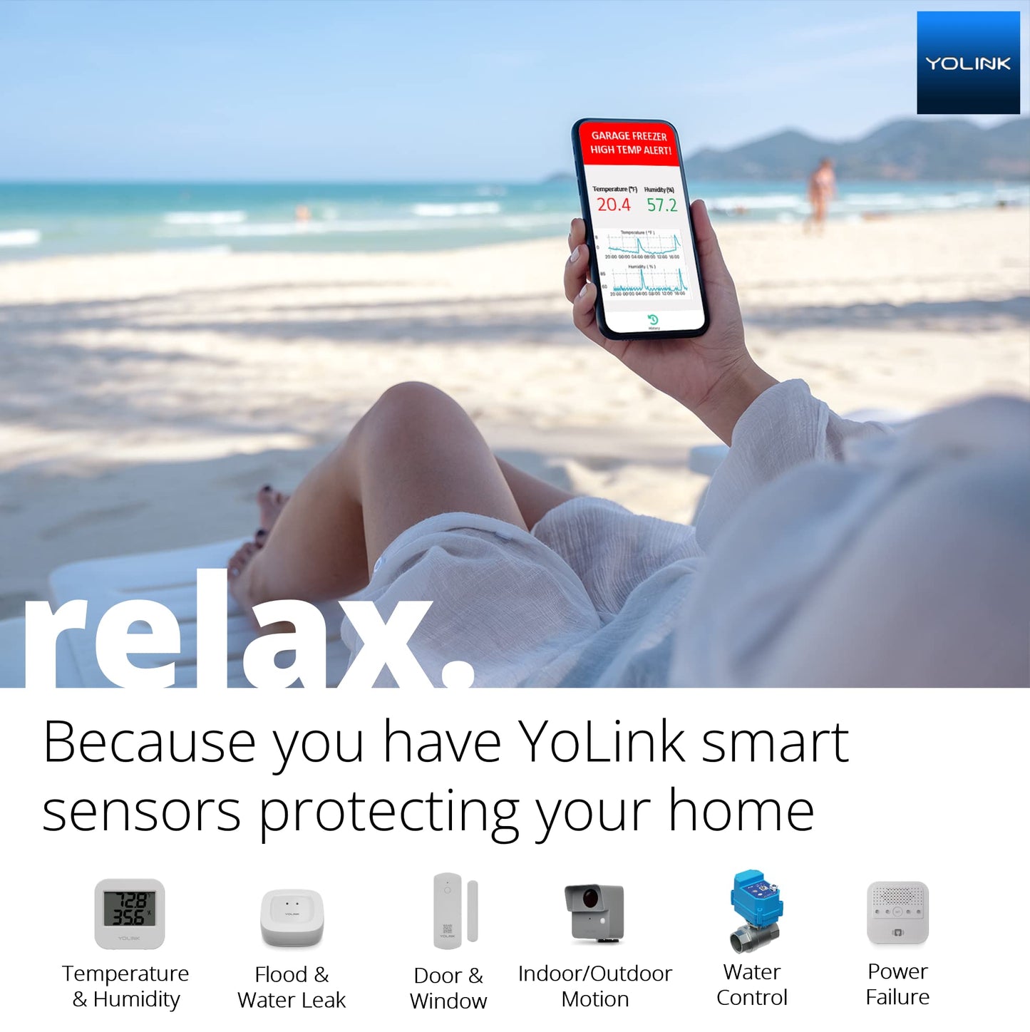 YoLink Smart Outdoor Temperature & Humidity Sensor, Hygrometer, Thermometer, 1000' Long Range, 2+ Years Battery Life, Remote Monitoring Alerts, Alexa, IFTTT Integration. Hub Required!