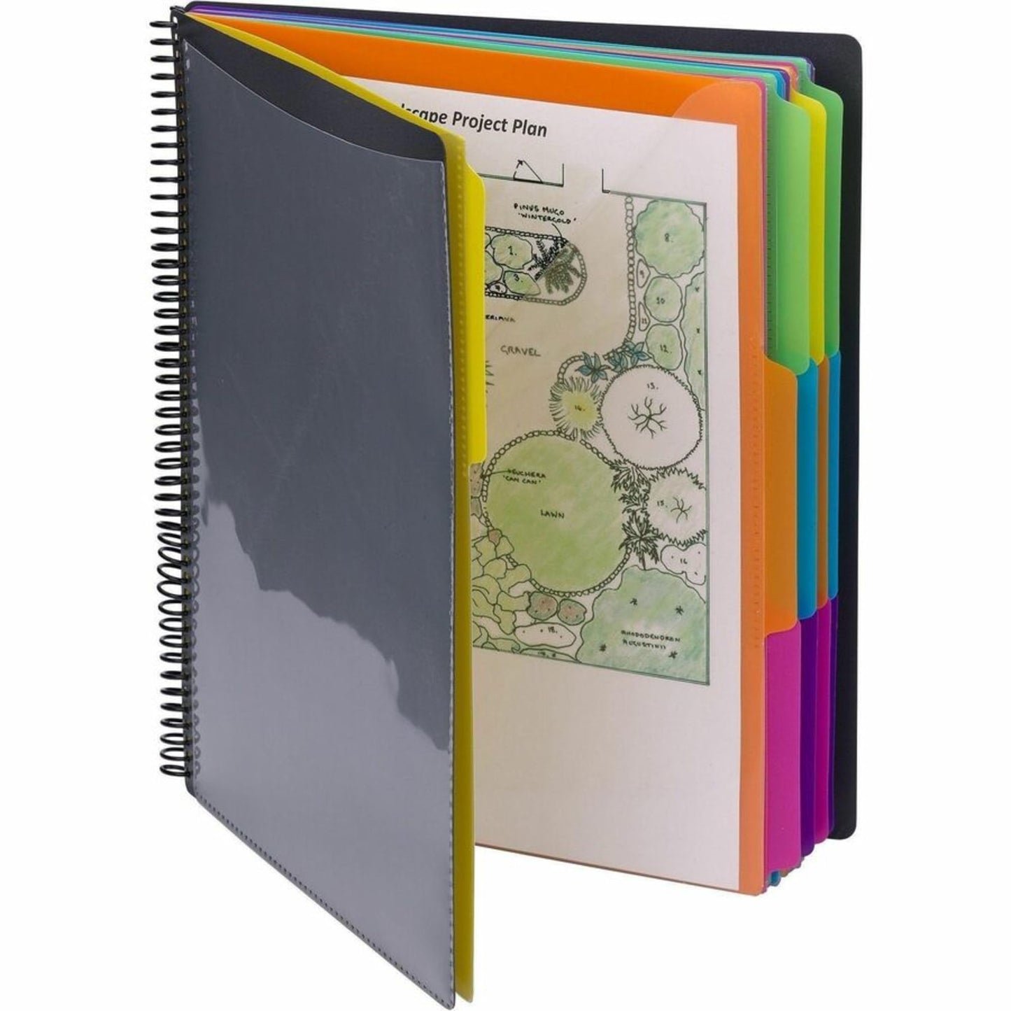 Smead 24 Pocket Poly Project Organizer, 1/3-Cut Tab, Letter Size, Gray with Bright Colors (89206)