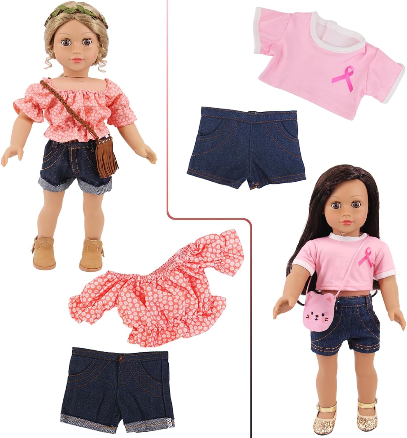 AK KYC 10 Sets American 18 Inch Doll Clothes and Accessories Include Doll Clothing Dress Fit for 18 inch Dolls ( Not Include Doll )