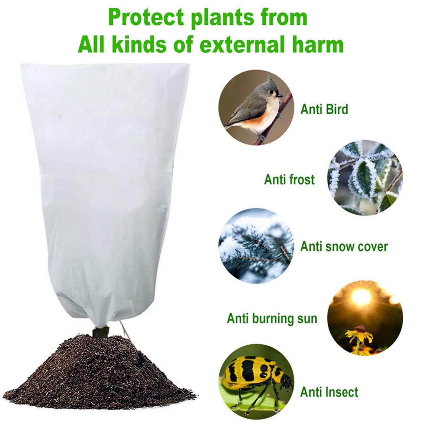 3 Pack Plant Cover for Winter White Freeze Protection Cover with Zipper and Drawstring, Heavy Duty Plant Cover Outdoor Non-Woven Fabric Winter Plant Covers for Trees, Shrub 47.2 inch* 70.8 inch