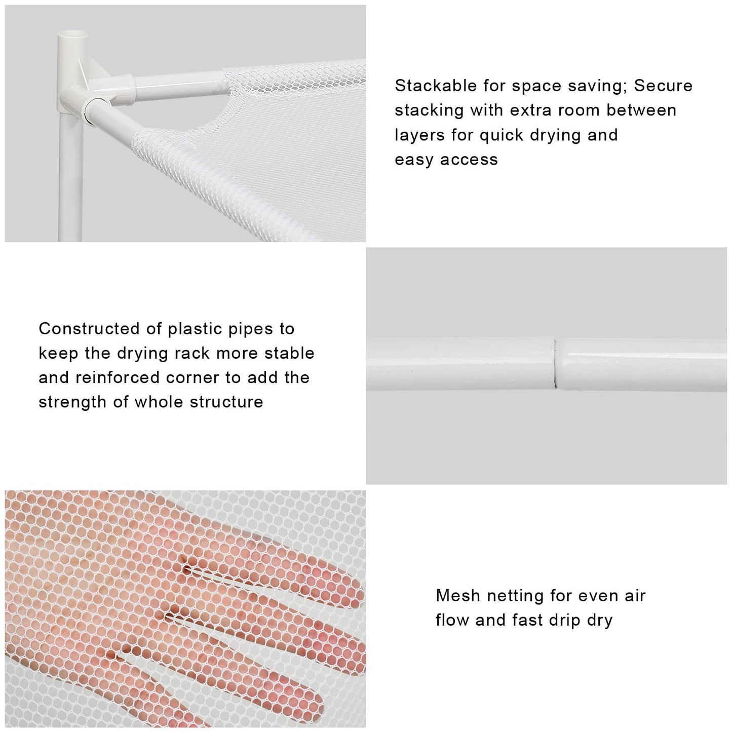 Clothes Drying Rack Flat, Portable Dryer for Sweater with Metal Tube, 4-Layer Mesh Laundry Rack for Indoor and Outdoor Use, Can be Placed to Dry Towel, Sweater, Hat, Glove, Bottle, Herbal