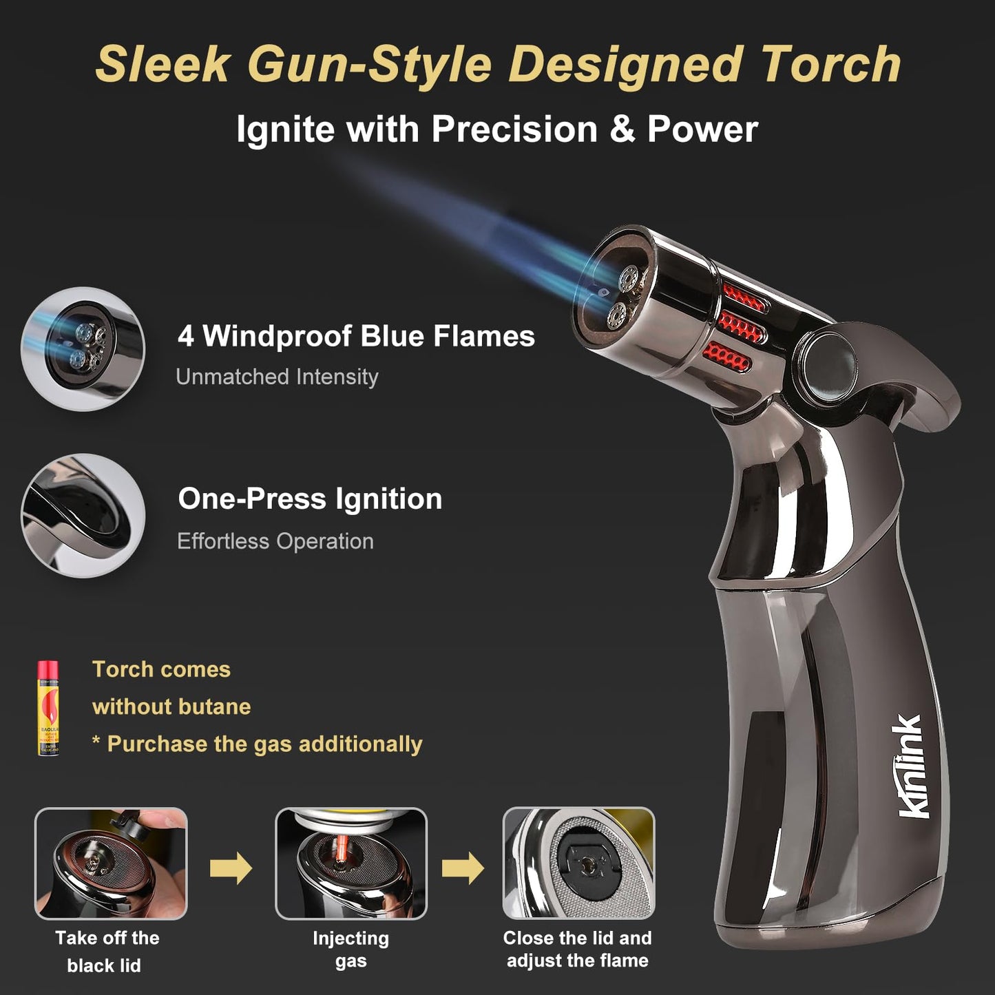 Whiskey Smoker Kit with Torch No Butane, 6 Flavors Wood Chips, 2 Whiskey Glasses, 2 Ice Ball Molds, Cocktail Drink Smoker Kit, Old Fashioned Smoker Kit, Birthday Anniversary Bourbon Gifts for Men Dad