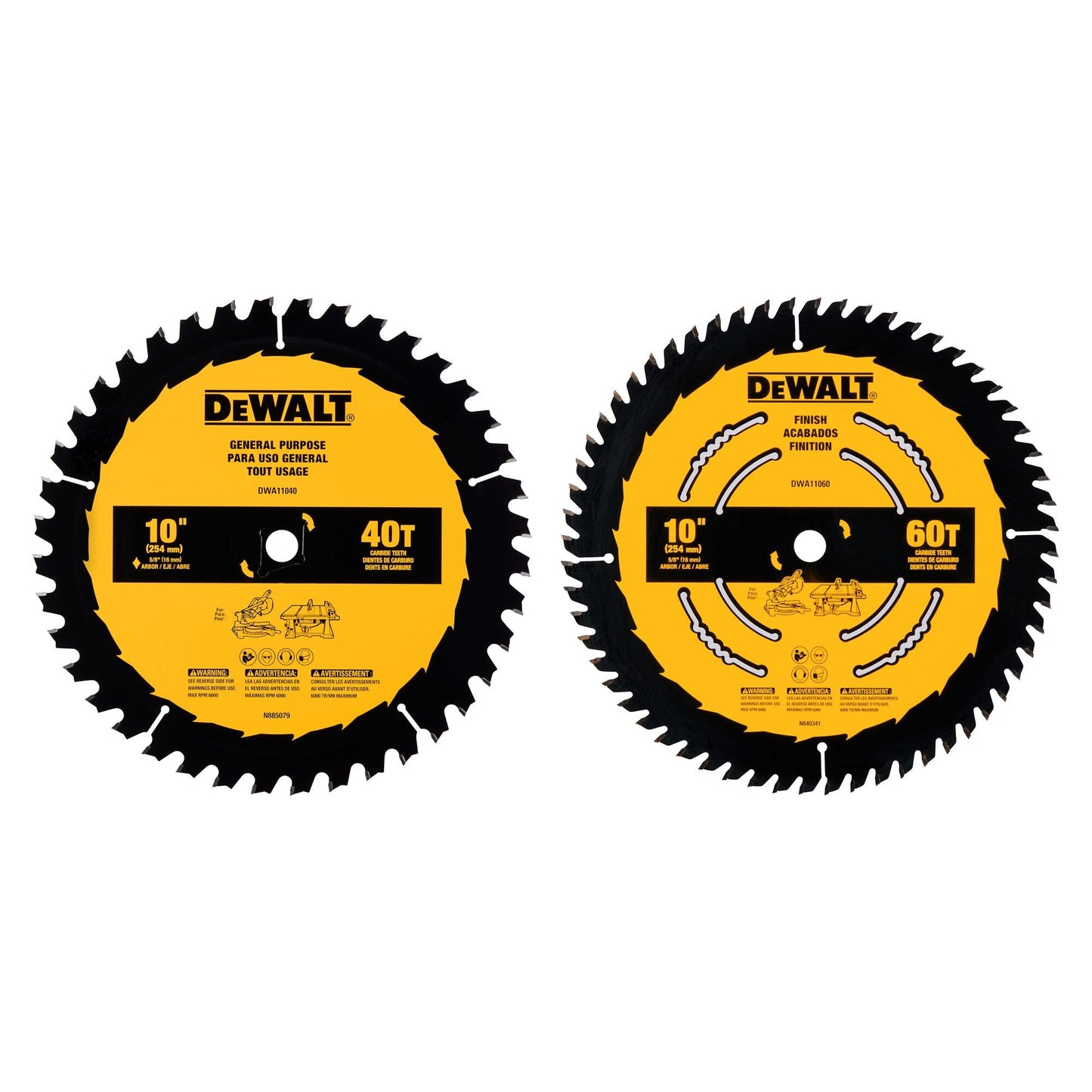 DEWALT 10 in. 40T / 60T General Purpose Combo Pack (DWA110CMB)