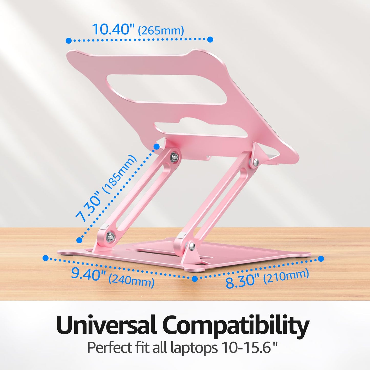 Urmust Laptop Notebook Stand Holder Adjustable Ultrabook Stand Riser Portable Compatible with MacBook Air Pro HP Dell XPS Lenovo All laptops 10-15.6"(Rose Gold)