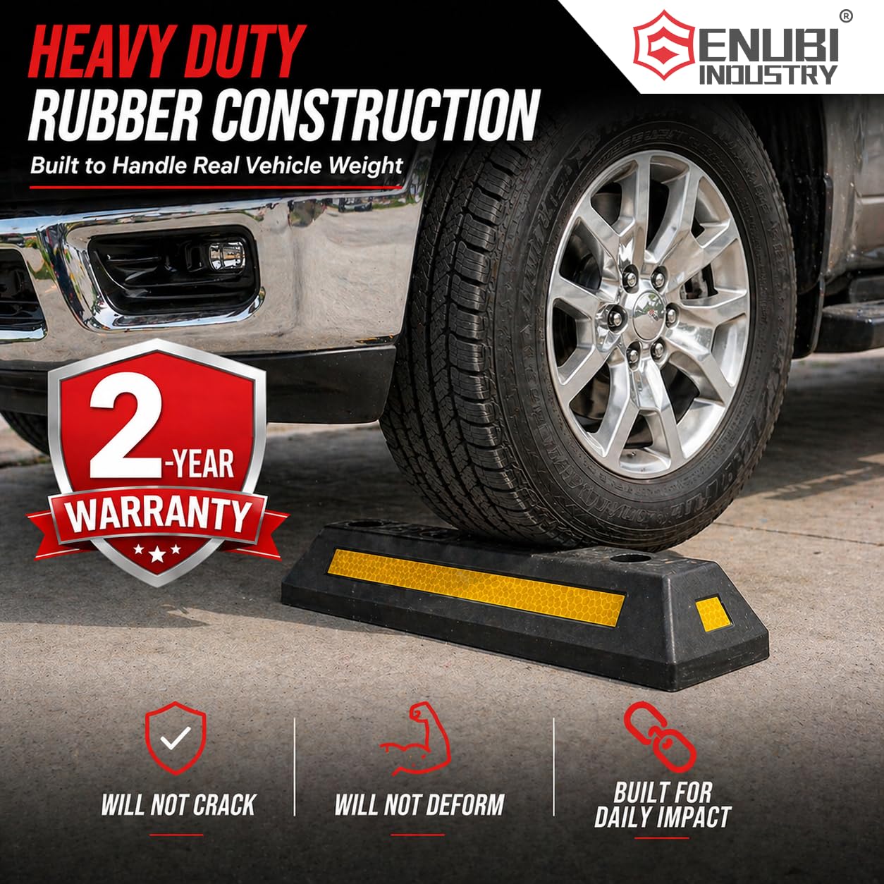 Curb Garage Vehicle Floor Stopper for Parking 2 Pack, Heavy Duty Rubber Parking Lot Driveway Stopper for Car Vans Trucks Tire Wheel Guide Block Bumper