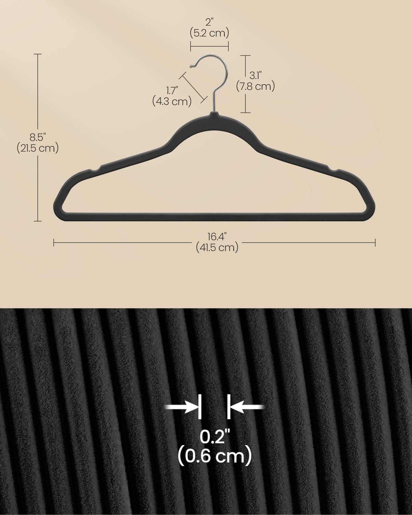 SONGMICS Velvet Hangers, Non-Slip Clothes Hangers with Silver-Colored Swivel Hooks, Slim Space-Saving for Closet, Heavy-Duty, Black 60 Pack UCRF036BZ01