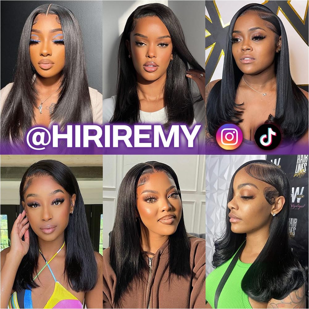 HIRIREMY Straight Lace Front Wigs Human Hair Pre Plucked 13x4 HD Lace Frontal Wigs Wear and Go Glueless Wigs Human Hair for Black Women 180% Density Natural Hairline with Baby Hair 18 Inch