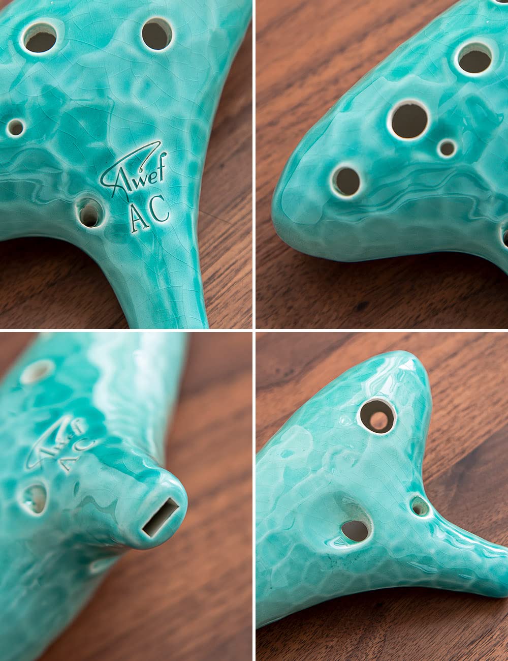 Awef Jingle Stream 12 Hole Ocarina Alto C Ocarina with Ocean Ripple Texture (Cyan)