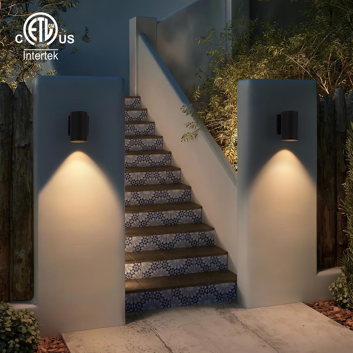 mirrea 7" Modern Outdoor Porch Wall Light Cylinder Downlight Sconce with 5W LED GU10 Replaceable Bulbs in Matte Black Aluminum Pack of 2