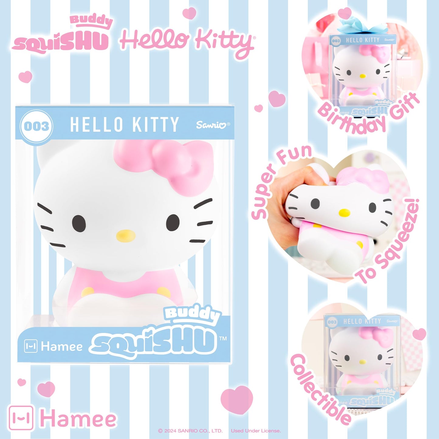 Hamee SquiSHU Buddy Hello Kitty and Friends Hello Kitty, Cute Birthday Gift, Official Merchandise, Toys for Kids & Adult, Model Squishy for Collectors