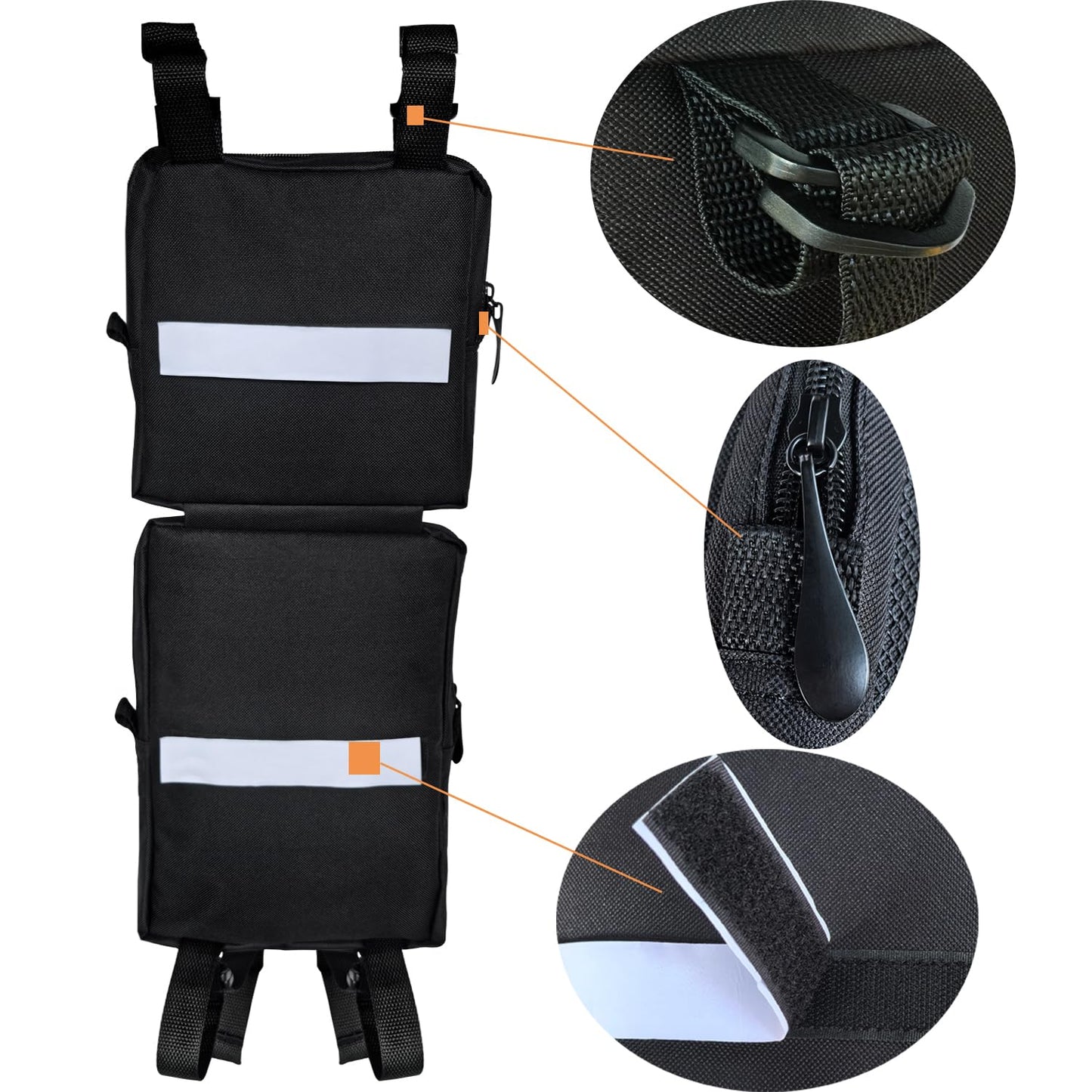 Vanlison 2 Pack ATV Fender Bags, Detachable Saddle Bag ATV Gear Bags Water-resistent Motorcycle Bag Compatible with Sportsman Scrambler TRX FourTrax Outlander Grizzly UTV Hanging Storage Bag Black