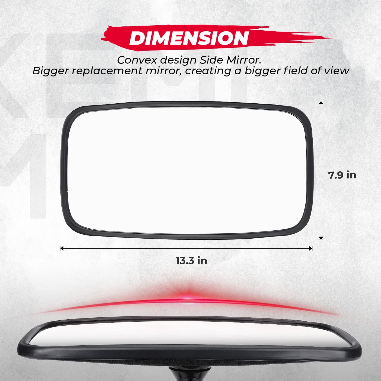 KEMIMOTO Tractor Mirror Replacement 7.9" x 13" Compatible With Front Loader Excavator Farm Tractor 1025 6105E 4430 Compact Tractor Mirror Farm Equipment
