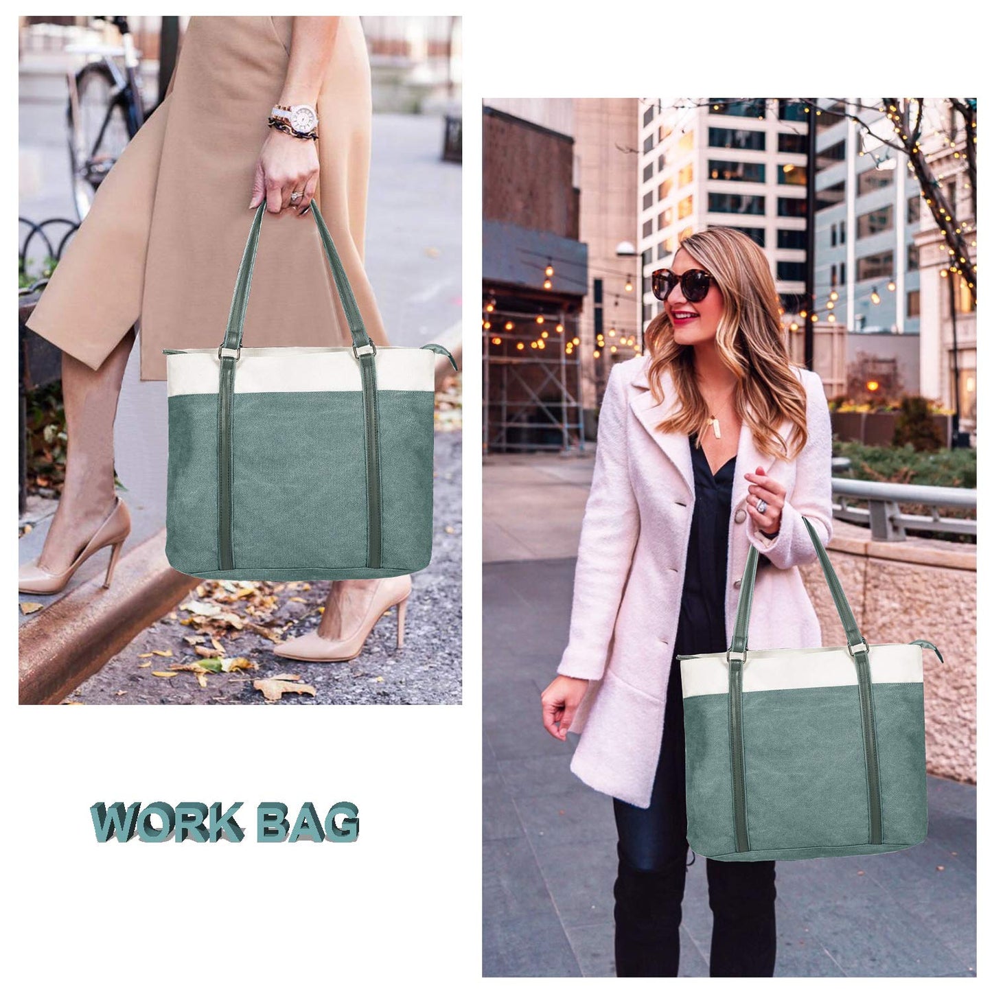 Women Laptop Tote Bag for Work Lightweight Splice Canvas 15.6 Inch Handbag Purse (DarkGray)