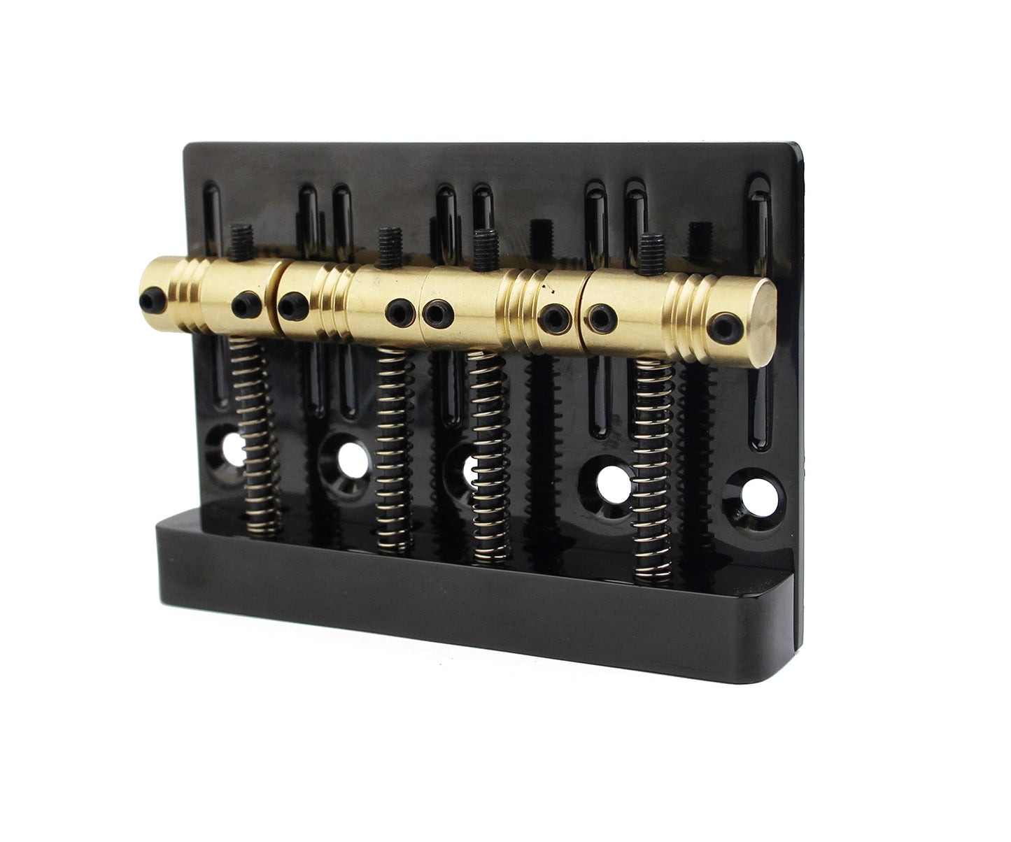Guyker 4 String High Mass Bass Bridge with Vintage CNC Machined Brass Saddles Tailpiece Replacement for Jazz Electric Bass (GB403, black)