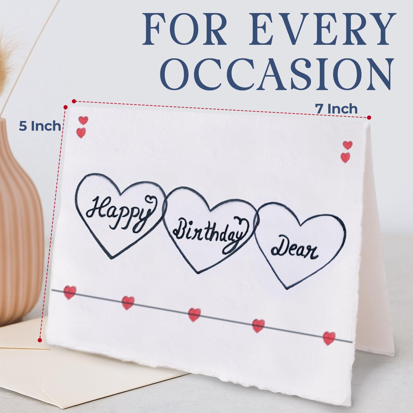 Wanderings Handmade Deckle Edge Blank Greeting Cards & Envelopes with Flower Art - Thick 300 GSM paper– 20 Cards (5 Each of 4 Varieties) for Invitations, Thank You, Get Well and Birthday Cards –5x7"