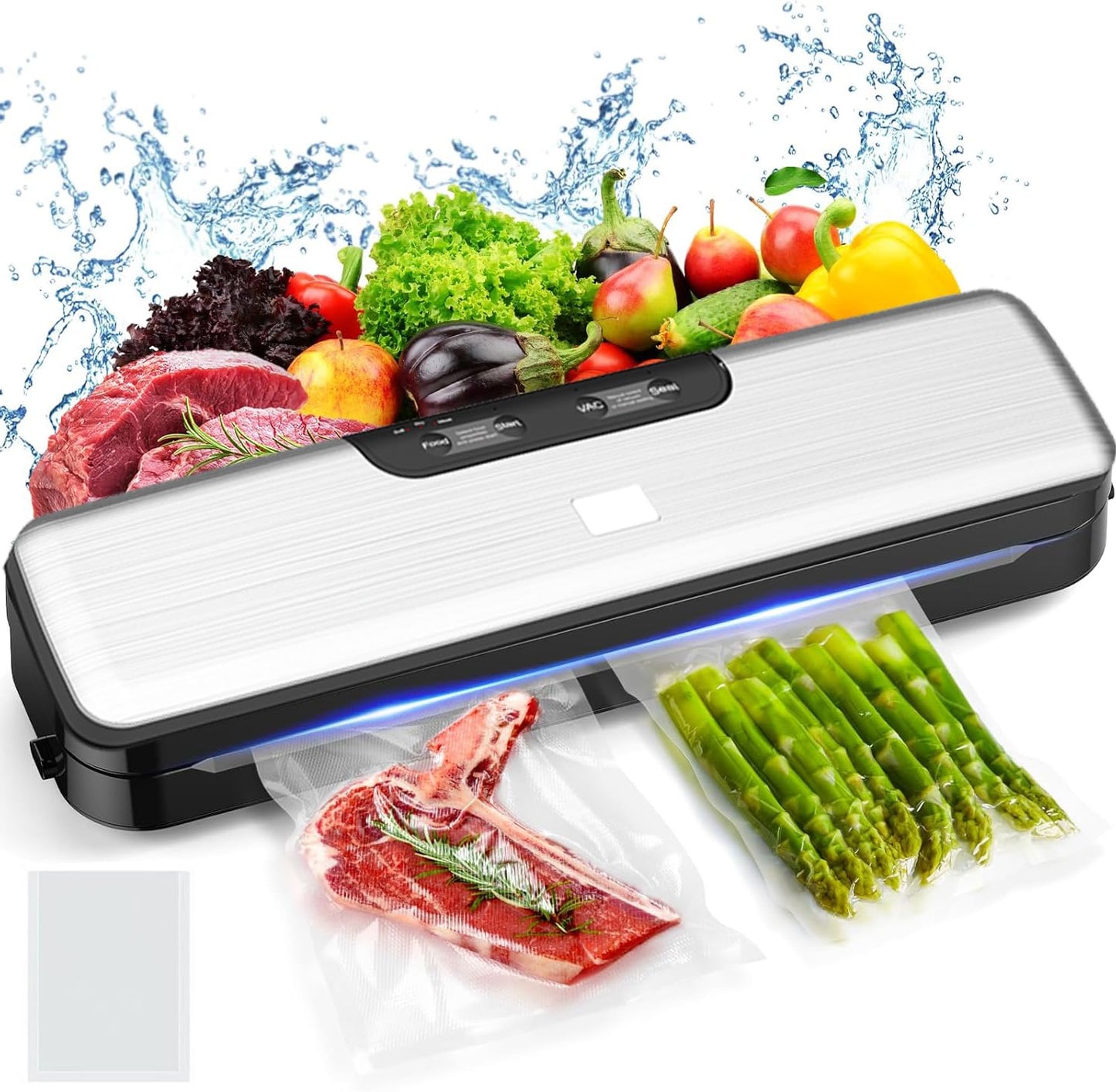 Food Vacuum Sealer Machine Compact Portable Automatic Food Saver for Dry&Moist Food with 100+ Times Continuous Seals 5mm Anti-Freeze Seal 5 Seal Modes for Costco Bulk Meat/Maple Ingredients