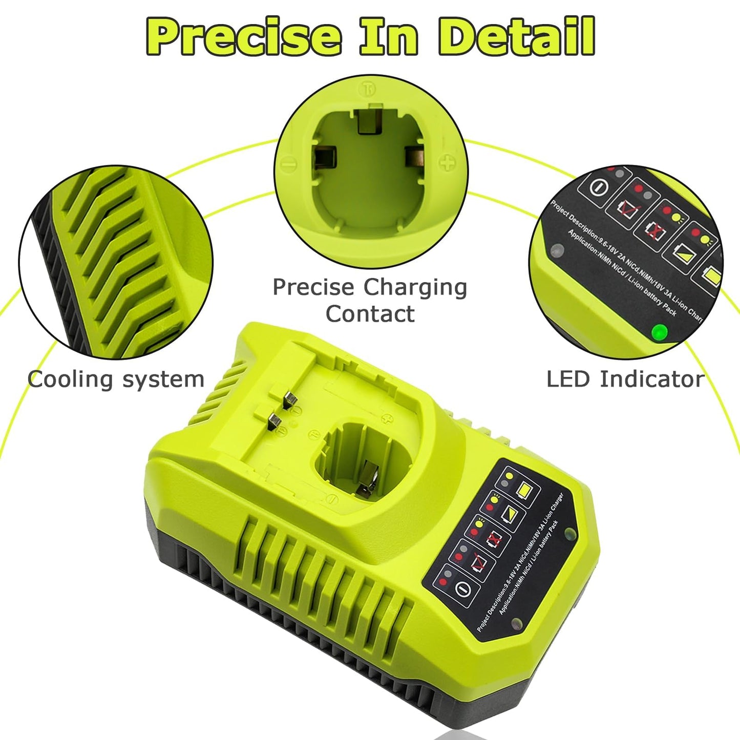 2Packs 18V 3000mAh Replacement Battery and Charger Compatible with Ryobi 18V Battery Lithium P102 P103 P104 P105 P107 P108 P109 P122 Battery Cordless Power Tools