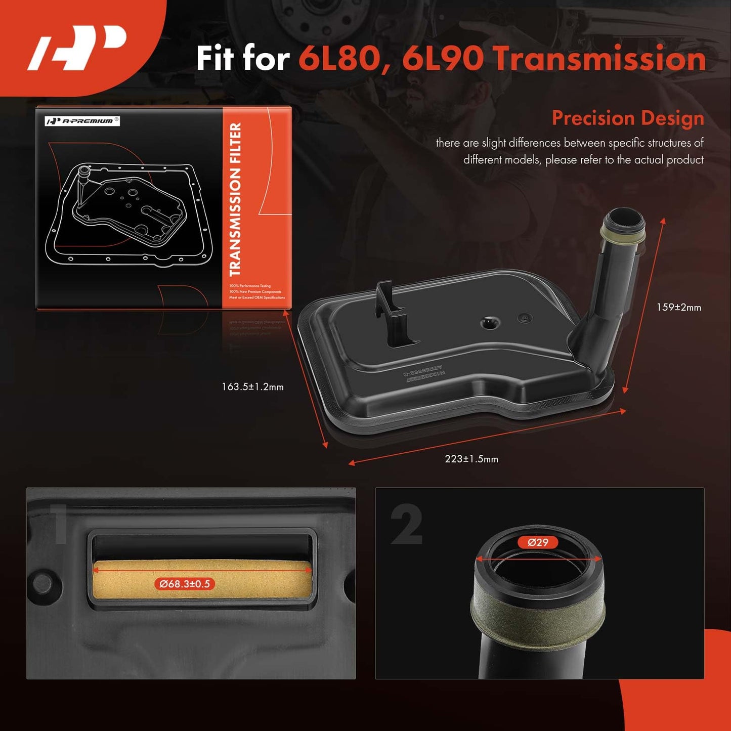 A-Premium Automatic 6L80E 6L90E Transmission Filter with 3 Pan Gaskets, Compatible with Chevrolet Silverado 1500 2500 HD, Suburban, Express & GMC Sierra 3500, Yukon, Savana & Cadillac Escalade