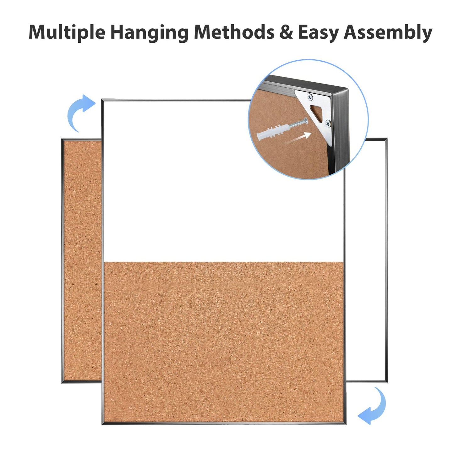 Dry Erase Cork Board Combo, ARCOBIS 24"X18" Bulletin White Board for Wall, Magnetic Corkboard, Vision Whiteboard for Office,Home,School Black Frame