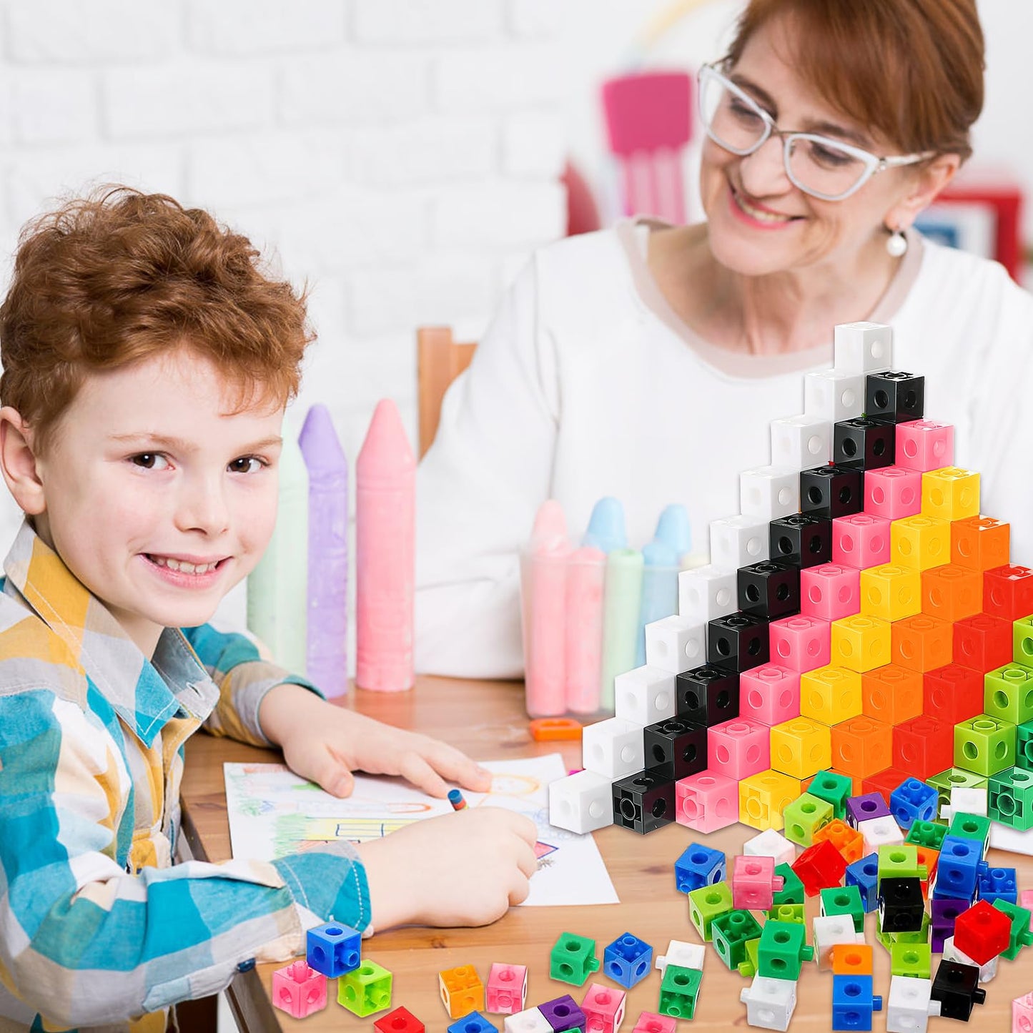 500 Pcs Math Learning Linking Cube with Storage Container Counting Cubes, Colorful Plastic Counting Blocks, Manipulatives Classroom Learning Supplies for Educational