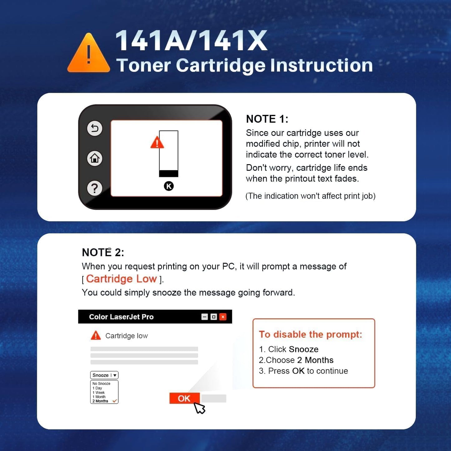 141A Toner Cartridges (with Chip) Replacement for HP 141A W1410A Black Toner Cartridges 141X W1410X for HP LaserJet Pro M110w M110 MFP M139 M139w M140 M140w Toner (2 Black)