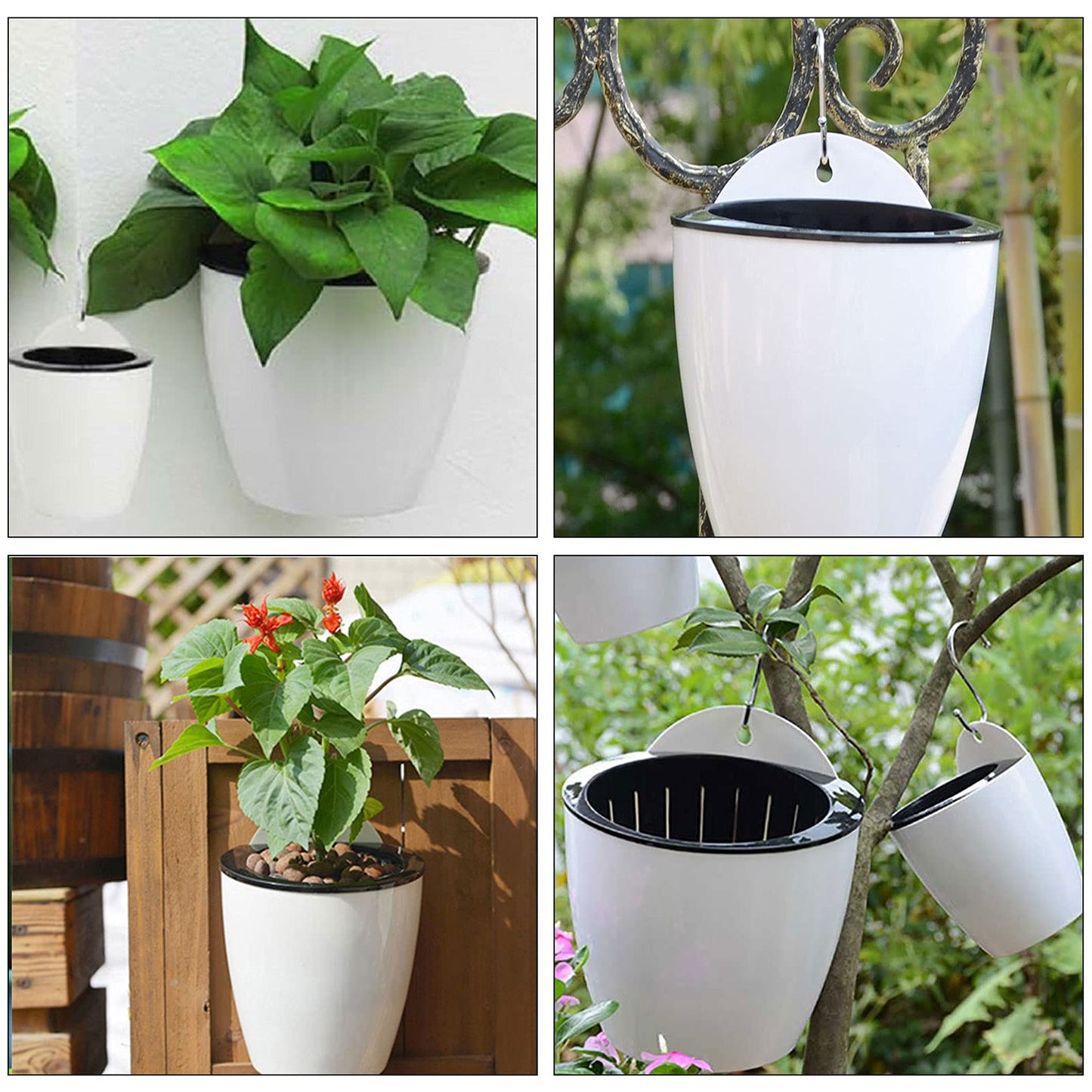 14 Pack 5 Inch Self Watering Hanging Planters for Indoor and Outdoor Plants,Wall Planters Included 7 Hooks Lazy Flower Pots Suitable for Window and Wall ?White?