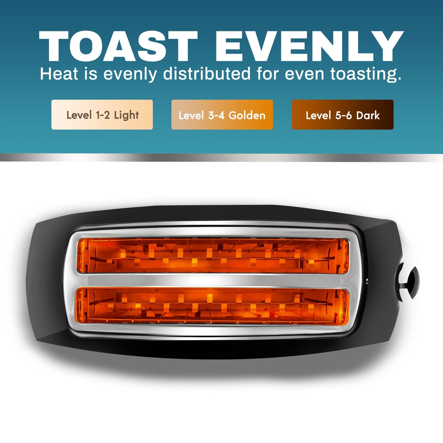 Elite Gourmet ECT4829B Maxi-Matic 4 Slice Long Slot Toaster 6 Toast Settings, Defrost, Reheat, Cancel Functions, Extra Wide 1.5"" Slots for Bagels Waffles, Slide Out Crumb Tray", black