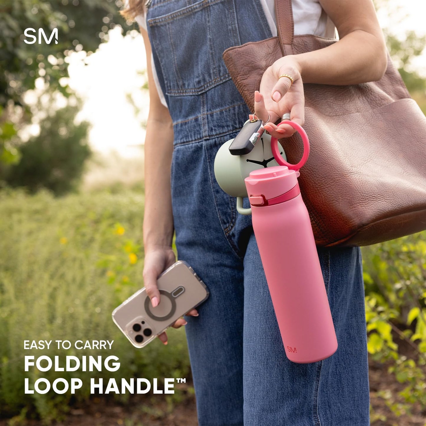Simple Modern Mesa Loop Water Bottle with Straw | 30oz Cup Holder Friendly Insulated Stainless Steel Bottles for Travel, Sports and School | Seaside Stripes