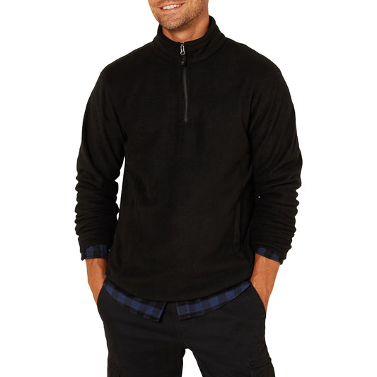 Amazon Essentials Men's Quarter-Zip Polar Fleece Jacket, Black, Large