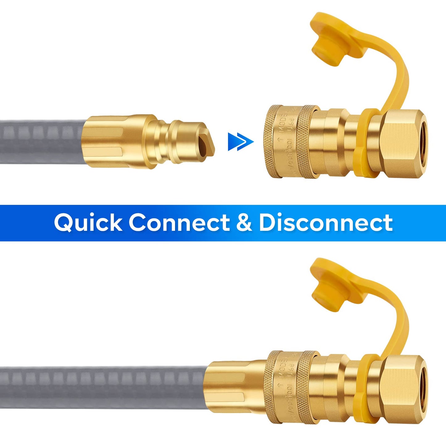 WADEO 5249 Propane to Natural Gas Conversion Kit, 10 Feet 3/8” Natural Gas Hose with Quick Connect Fitting, Compatible with Blackstone 28"&36" Griddles, Tailgater & Single Burner Rec Stove