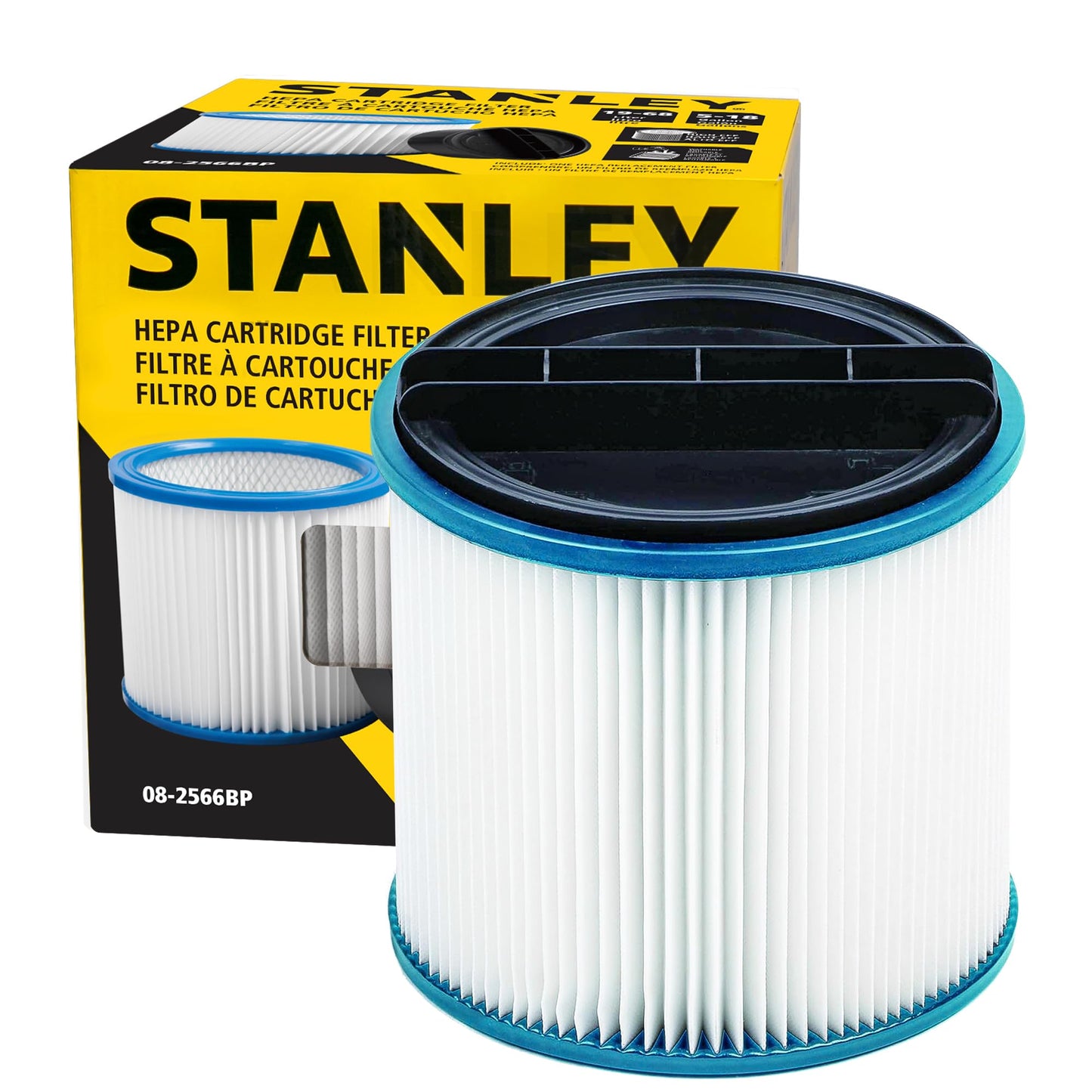 Stanley 08-2566BP HEPA Cartridge Filter Replacement for 5-18 Gallon Compatible with SL18115P, SL18116P, SL18115, SL18116, SL18117, SL18191P, SL18199P