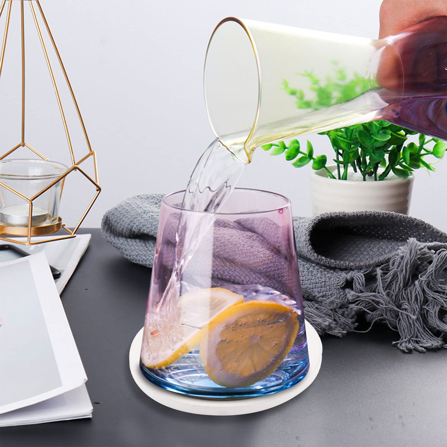 48 Pcs Ceramic Tile for Crafts Coasters, 4 Inch Unglazed Round Ceramic Coasters with 24 Pcs Cork Backing Pads, Blank Drink Cup Mat for DIY Arts Craft Project Coasters