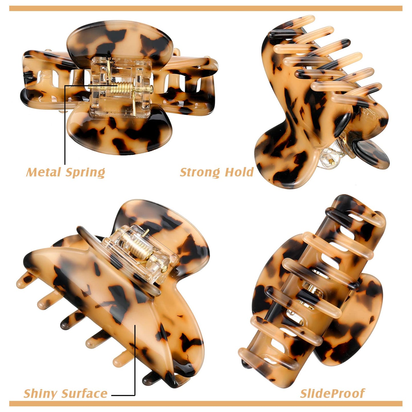 18 Pcs Hair Claw Clips Medium 2.6 Inch Tortoise Shell Hair Clips Banana Jaw Clips Celluloid French Design Barrettes Leopard Print Clip Accessories for Women Girls Hair Jaw Clip, Assorted Styles