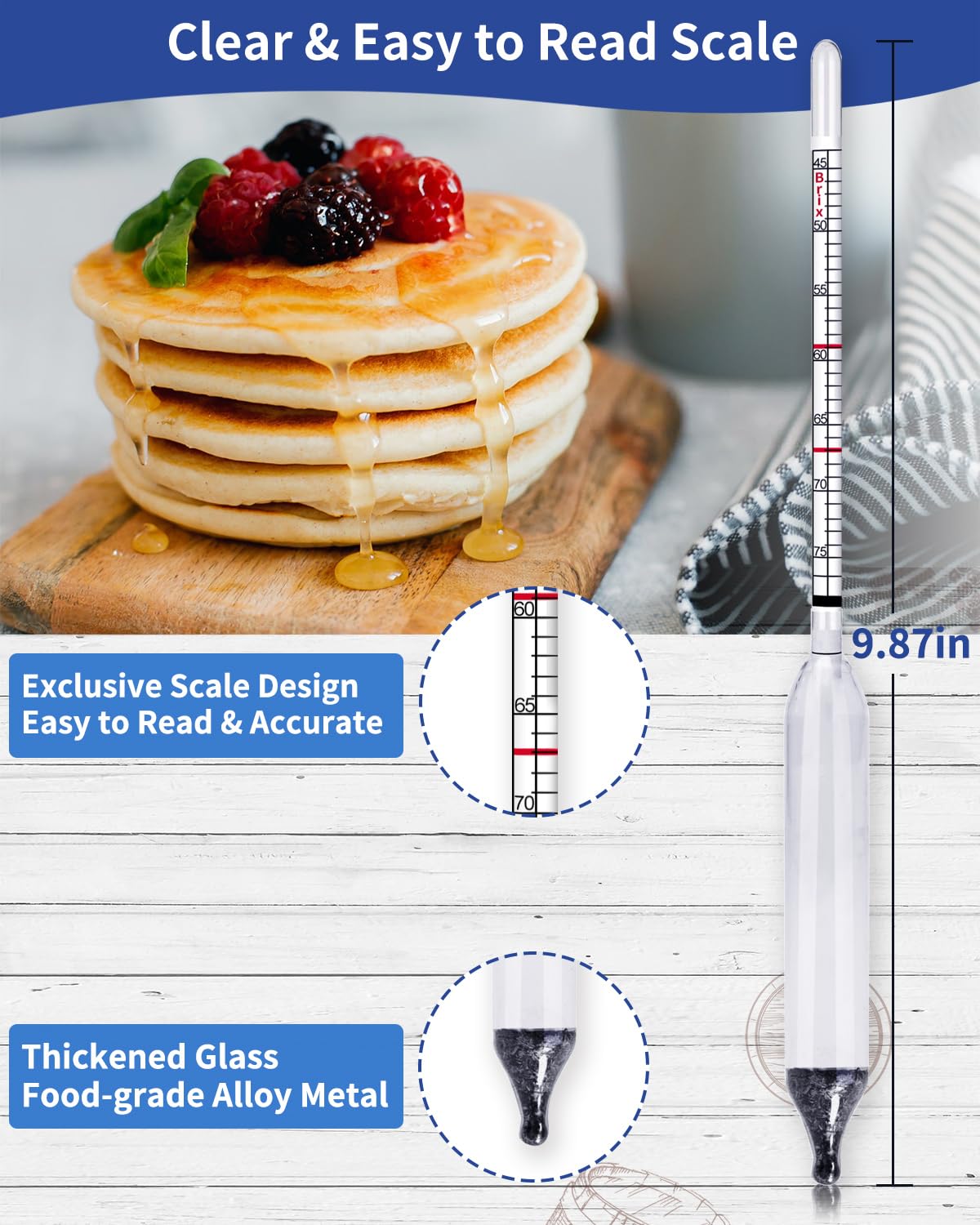 CIMALAB Maple Syrup Hydrometer Test Cup Kit, Hydrometer for Maple Syrup Making, Hydrometer Maple Syrup Supplies with Brix & Baume Scales, Syrup Hydrometer for Measure Sugar Content in The Syrup Sap