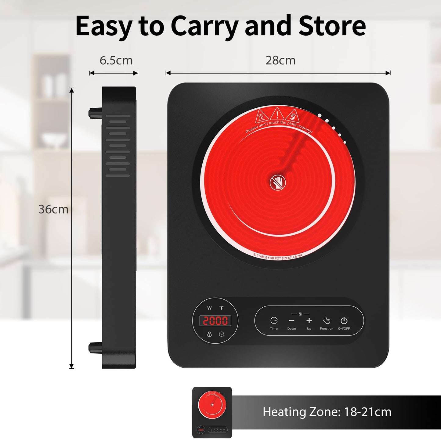 VBGK Single Burner Electric Cooktop,110V 1800W Electric Stove Top with LED Touch Control, 10 Power Levels, 4 hTimer, Safety Lock,Portable single burner cooktop