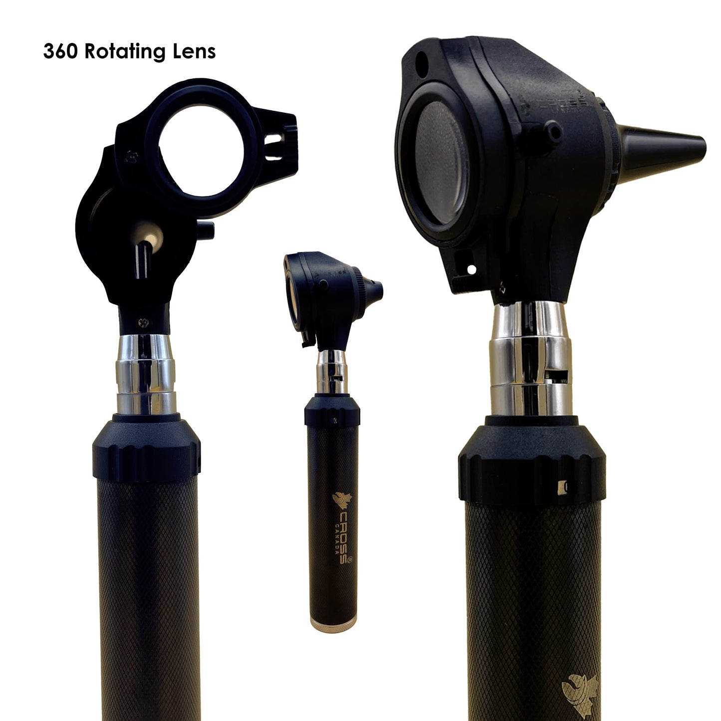 Cross Canada Physician LED Otoscope Diagnostic Set – Professional Otoscope for Physician, Medical Student, Nursing Student, Doctor, Nurse (Black)