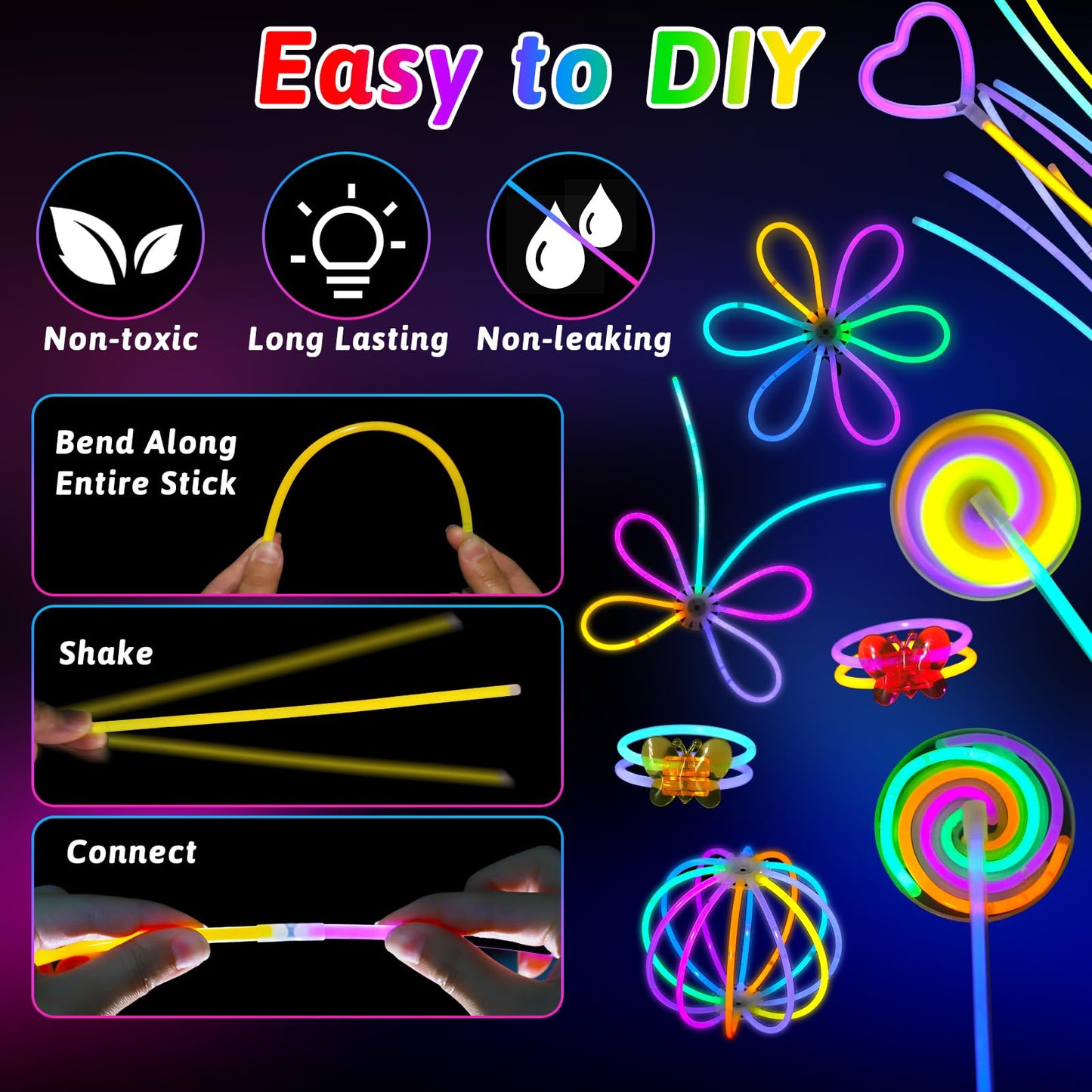 156PCS Glow in The Dark Party Supplies for Kids Adults,Light Up Halloween Party Favor for Kids 4-8 8-12,100 Glow Sticks DIY Glow Necklaces Rings, LED Glasses Bracelets Neon Party Supplies Class Prizes