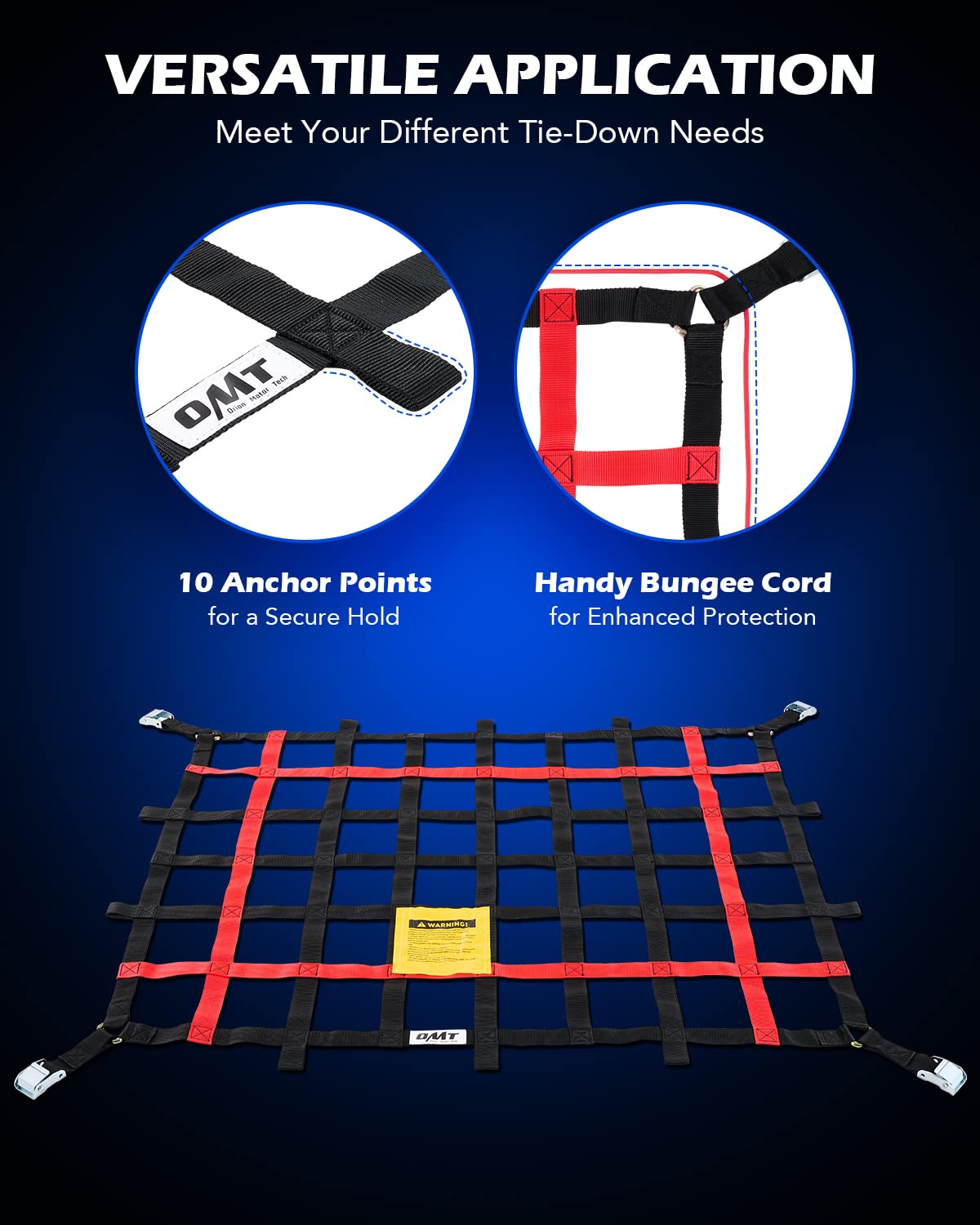 Orion Motor Tech Cargo Net for Pickup Truck Bed, 3.5'x4.2' Net for SUV ATV Oil Rig Cargo Rack, Heavy Duty Accessories with S-Hook Straps Tie Down Strap Bungee Cord