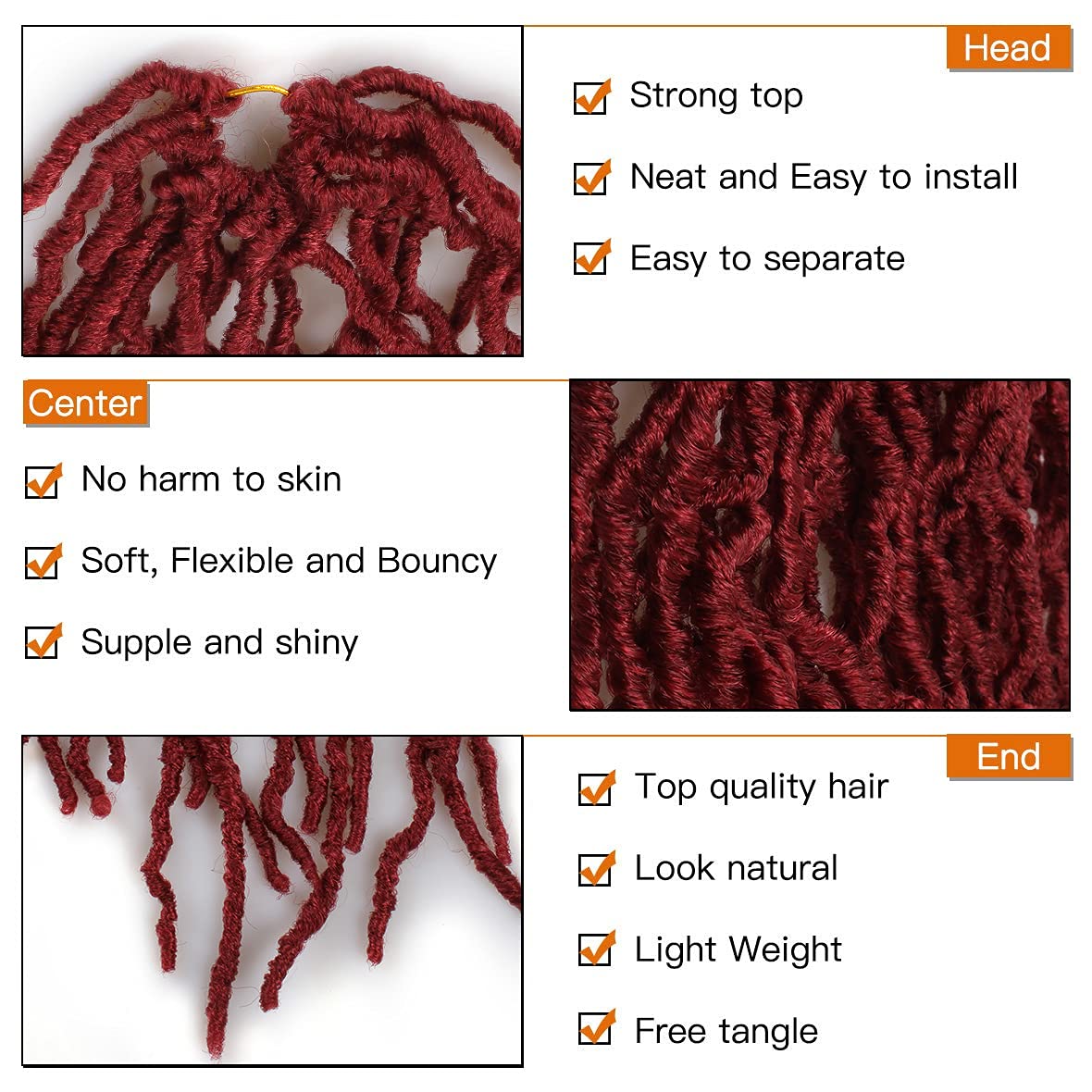 ZRQ 7 Bundles Crochet Synthetic Hair 24" 7 Bundles 7 Bundles Long Soft Crochet Goddess Hair Braids Crochet Braids Soft Pre-Curled Hair Locs Braided Afro Roots Synthetic Hair Extensions (24", Insect #)