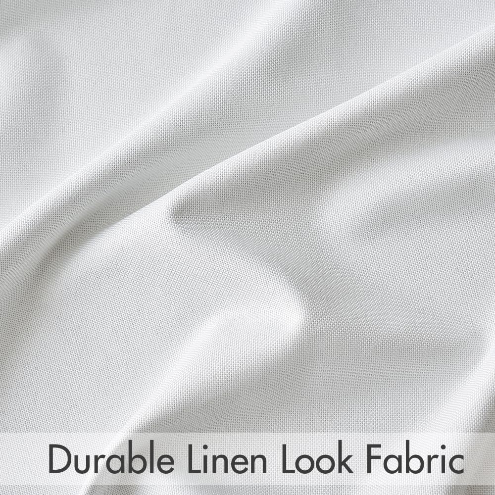 MIULEE 100% Blackout Curtains 90 inches Long Linen Curtains & Drapes for Bedroom Living Room Darkening Full Light Blocking Window Curtain Panels Rod Pocket & Back Tab,White,2 Panels