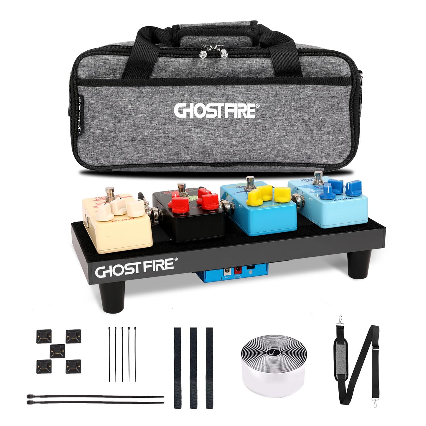 Ghost Fire Guitar Pedal Board Aluminum Alloy 0.8lb Super light Effect Pedalboard13.7''x5.5'' with Carry Bag,SPL-01